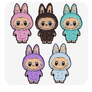 Colorful Labubu pins 5 pcs set